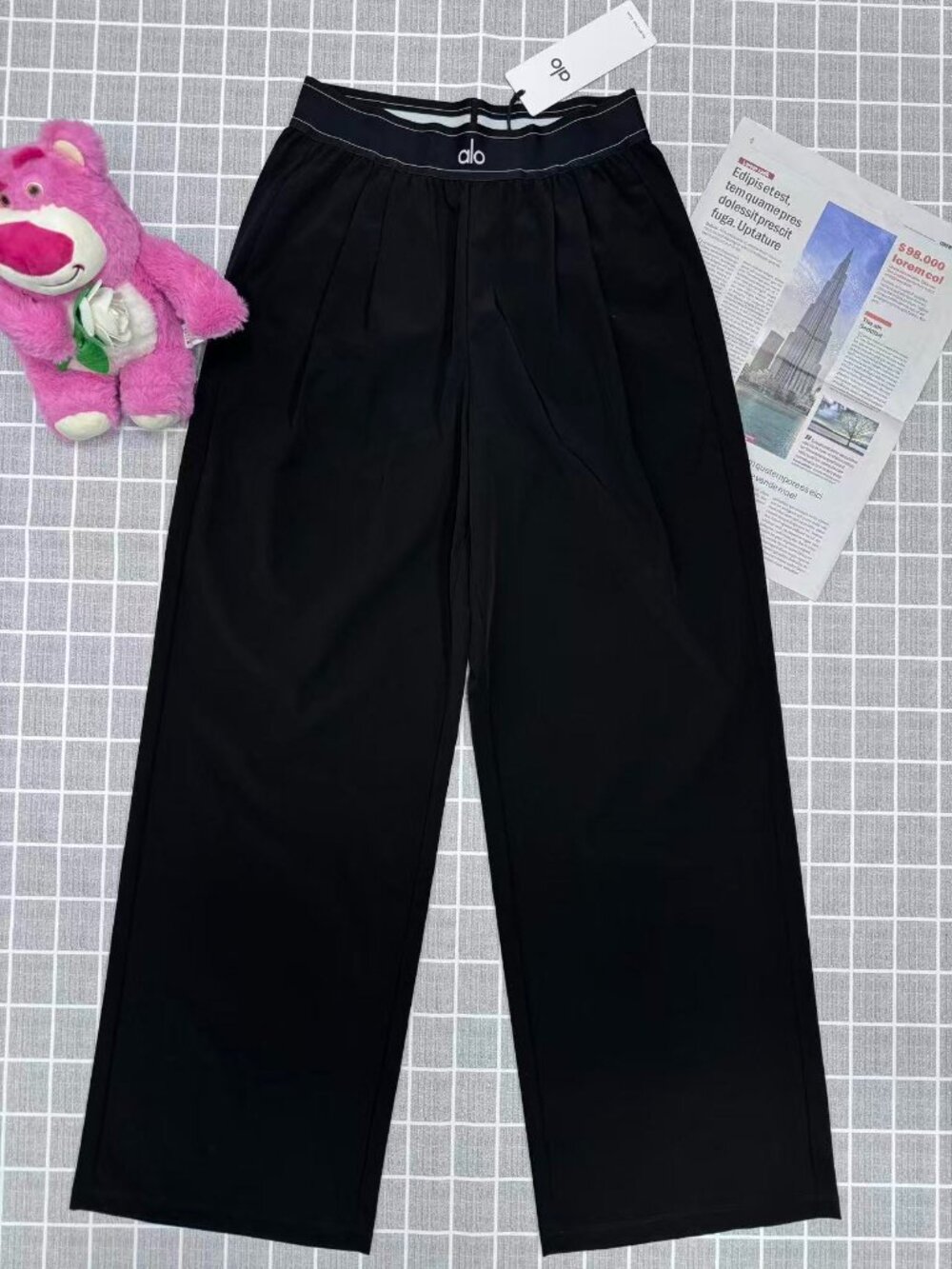 🖤Black Alo Yoga High Waisted Wide Leg Pants 😁 Minimalist  | NWT (30" Inseam) - Picture 3 of 8
